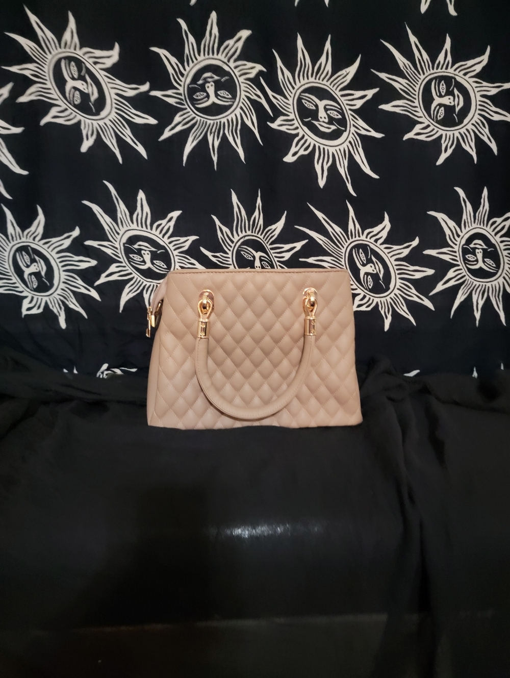 Brown Faux Leather Quilted Bag